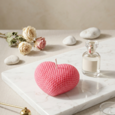 Pink Textured Heart Candle